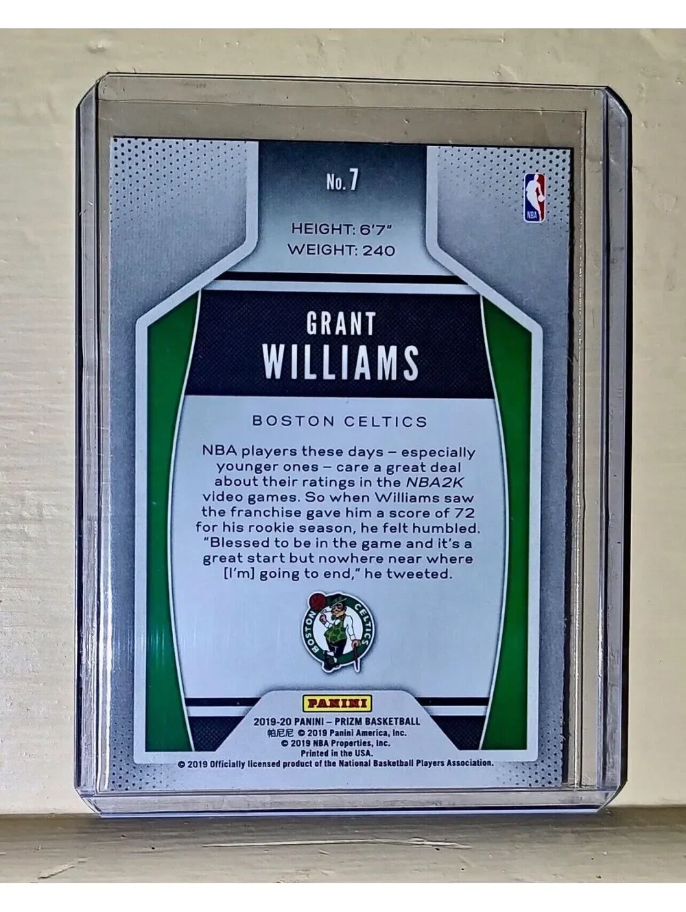 Grant Williams 2019-20 Panini Prizm Instant Impact NBA #7 Rookie Card